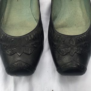 Black square toe flats